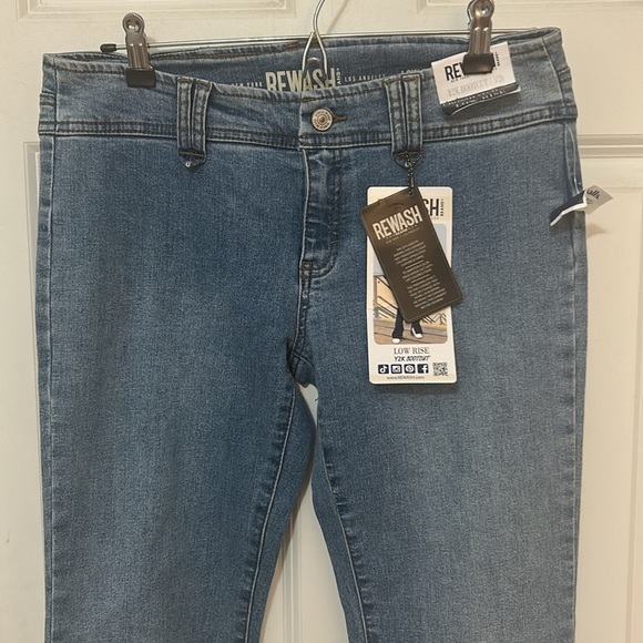 Rewash low rise jeans Y2K bootcut size 3/26 blue crosshatch Denim NWT - Picture 2 of 9